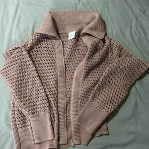 Varley Mauve Open-Knit Cardigan